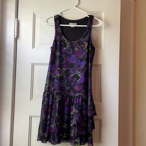 Kensie Paisley Tank Dress with ruffle detail